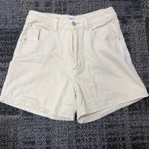 Princess Polly High Waisted Cream Denim Shorts Women Size 3 Cotton Summer Casual